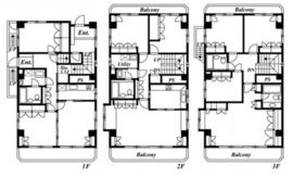 南青山戸建(SOHO) 1-3階 間取り図