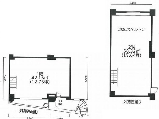 セントラル第二青山 1・2階 間取り図