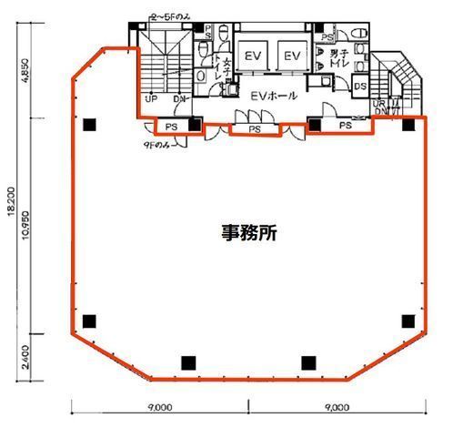オリックス浜松町ビル 9階 間取り図