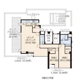 VORT六本木Dual’s(SOHO)(旧:アーバンスタイル六本木三河台) 401 間取り図