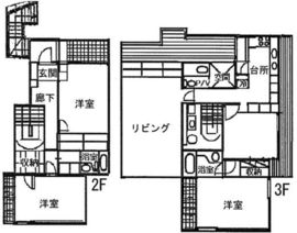 矢来町ハウスビル 2+3階 間取り図