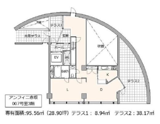 アンフィニ赤坂 007号室 間取り図