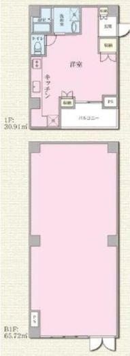DeLCCS神楽坂東五軒町 B1階～1階 間取り図