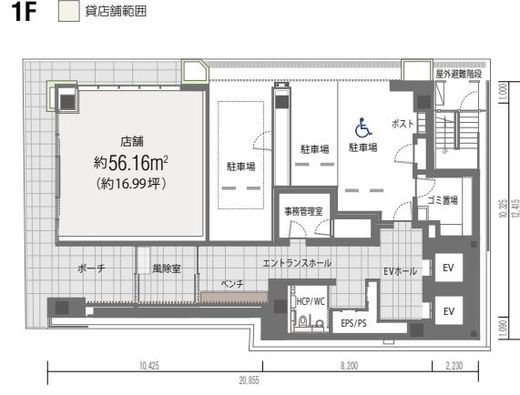 キューブワン八丁堀 1階 間取り図