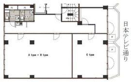 テシコ六番町ビル(旧:玉柳ビル) 3階A+B 間取り図