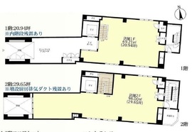 上野c-road Bldg 1-2階 間取り図