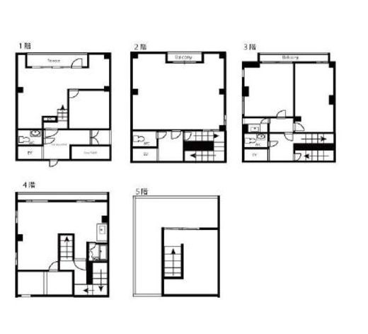 パークスクエア三田 1-5階 間取り図