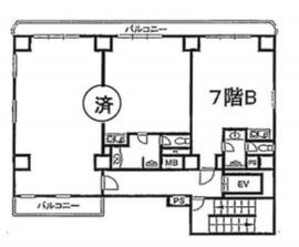 ロイクラトン四谷 7階B 間取り図