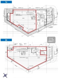 K-SQUARE八丁堀 1階～2階 間取り図