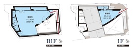 青葉台スタジオ 1階・地下1階 間取り図