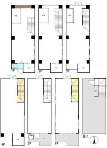 木場2丁目ビル 1-6階 間取り図