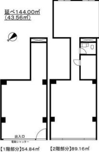 富岡1丁目貸店舗 1-2階 間取り図