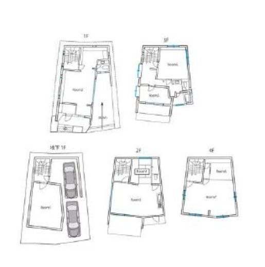 原宿House B1-4階 間取り図
