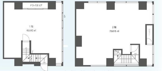 UGHD人形町(店舗・事務所) 1階～2階 間取り図