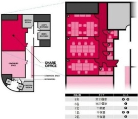 麹町セントラルビル C-WORK:4階-2号室(2名用) 間取り図