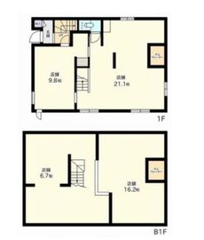 新宿払方町店舗 B1・1階 間取り図