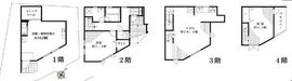 南青山戸建て 1階-4階 間取り図