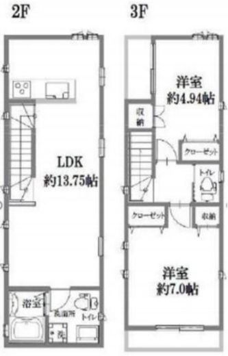 クリアスタイル青山 2階・3階 間取り図