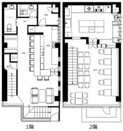 DIX神南 1-2階 間取り図