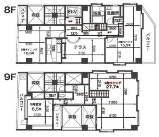 江戸川橋東誠ビル 8-9階 間取り図