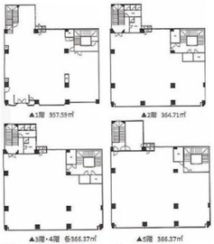 第22イチオクビル 1-5階 間取り図
