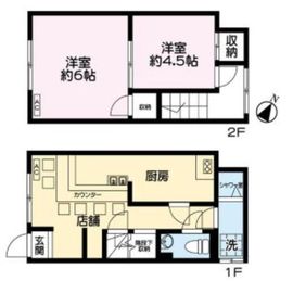 勝どき2丁目貸店舗 1-2階 間取り図