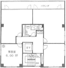 日本工築1号館ビル 6階D 間取り図