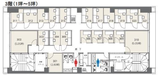 クロスオフィス新宿 307 間取り図