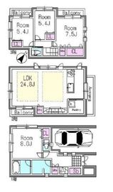 赤坂戸建て(SOHO) 1-3 間取り図