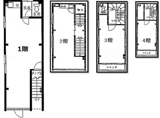 オルバス神田 1-4階 間取り図