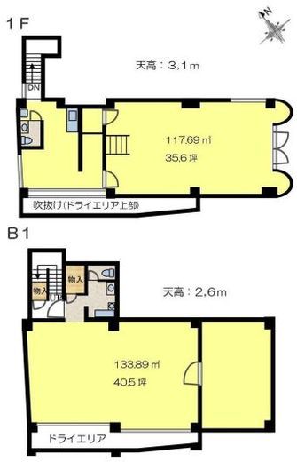 表参道持田ビル B1+1階 間取り図