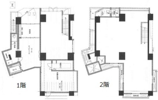 赤坂レジデンス壱番館(店舗) 1-2階 間取り図