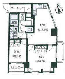 ユニーブル島津山 6階 間取り図