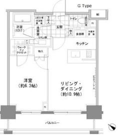 パークハビオ人形町 1017 間取り図