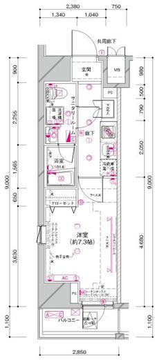 ステージグランデ菊川 4階 間取り図