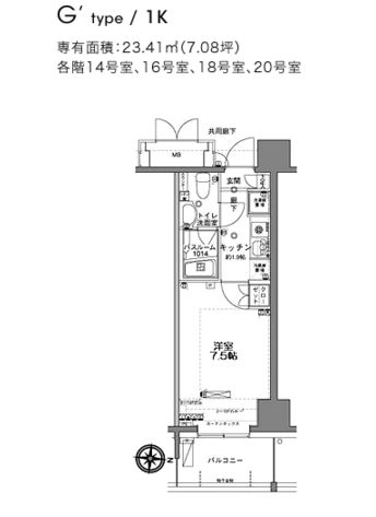 MFPRコート木場公園 1018 間取り図