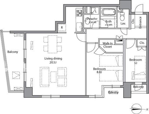ブランズタワー豊洲 202 間取り図