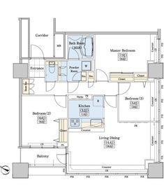 レジディアタワー上池袋 タワー棟 802 間取り図