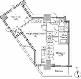 レジディア三軒茶屋 1302 間取り図