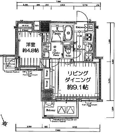 プレール・ドゥーク東新宿3 8階 間取り図