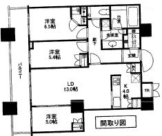 パークタワーグランスカイ 13階 間取り図