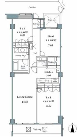 モンエール広尾 202 間取り図