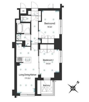 アパートメンツ不動前 206 間取り図