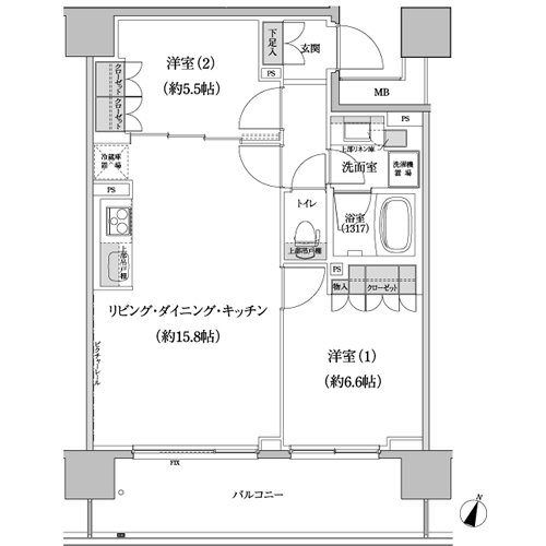 パークハビオ渋谷本町レジデンス 418 間取り図