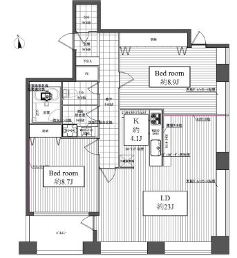 レジディアタワー麻布十番 2203 間取り図
