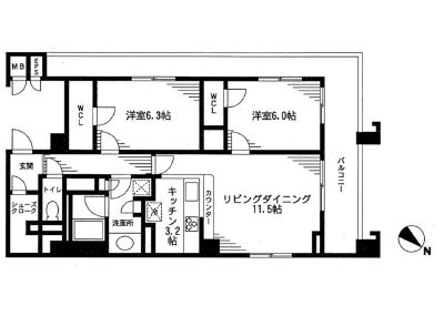 レジディア日本橋馬喰町 1307 間取り図