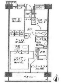 シティコート目黒 1-804 間取り図