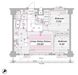 グランド・ガーラ白金高輪 12階 間取り図