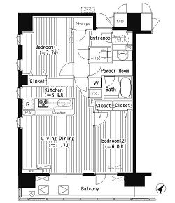 プライムアーバン東中野コート (PRIME URBAN 東中野 COURT) 316 間取り図