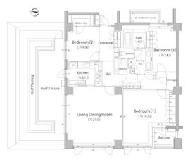 パークハウス赤坂新坂 4階 間取り図